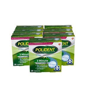 Polident 3 Minute Denture Cleanser Tablets- 7 Boxes x 28 Count Exp 26-27